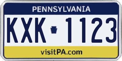 PA license plate KXK1123