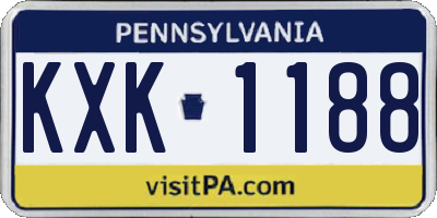 PA license plate KXK1188