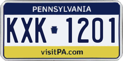 PA license plate KXK1201