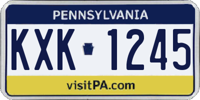 PA license plate KXK1245
