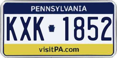 PA license plate KXK1852