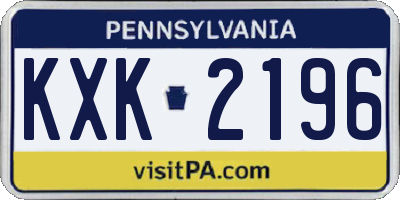 PA license plate KXK2196