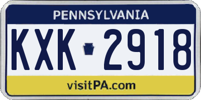 PA license plate KXK2918