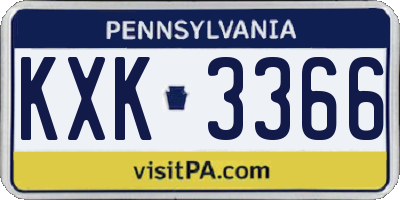 PA license plate KXK3366