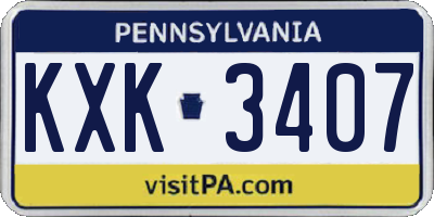 PA license plate KXK3407