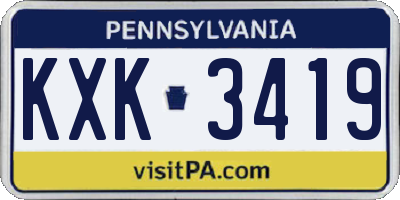 PA license plate KXK3419