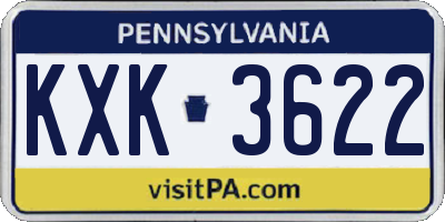 PA license plate KXK3622