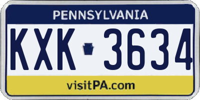 PA license plate KXK3634