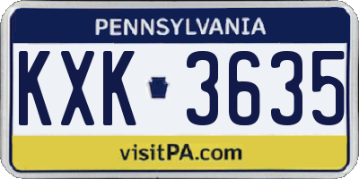 PA license plate KXK3635