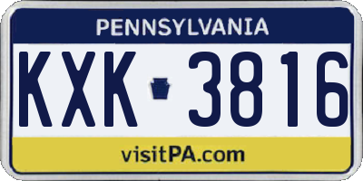 PA license plate KXK3816