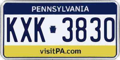 PA license plate KXK3830