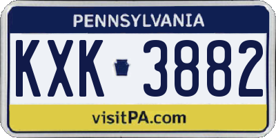 PA license plate KXK3882
