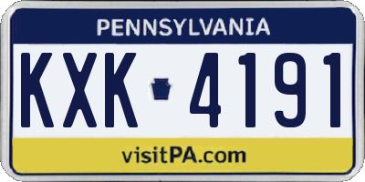 PA license plate KXK4191
