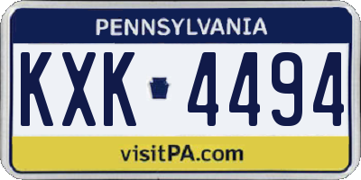 PA license plate KXK4494