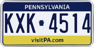 PA license plate KXK4514