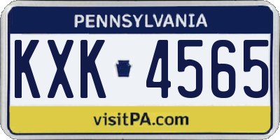 PA license plate KXK4565