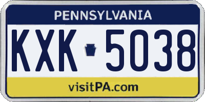 PA license plate KXK5038