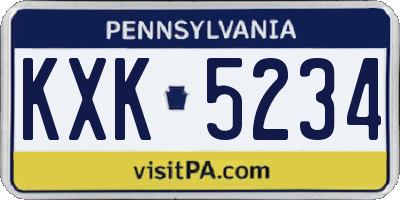 PA license plate KXK5234