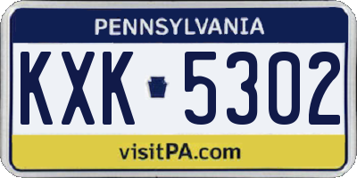 PA license plate KXK5302