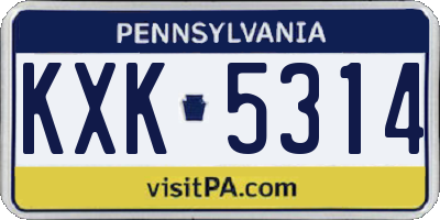 PA license plate KXK5314