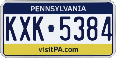 PA license plate KXK5384