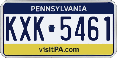 PA license plate KXK5461
