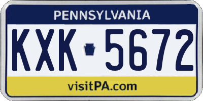 PA license plate KXK5672