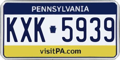PA license plate KXK5939