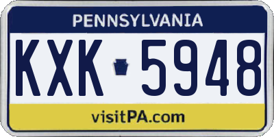 PA license plate KXK5948