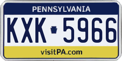 PA license plate KXK5966