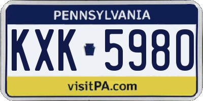 PA license plate KXK5980