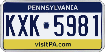 PA license plate KXK5981