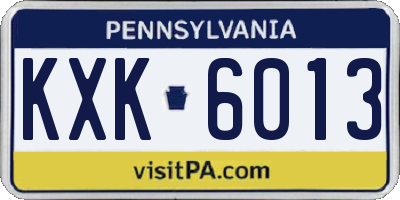 PA license plate KXK6013