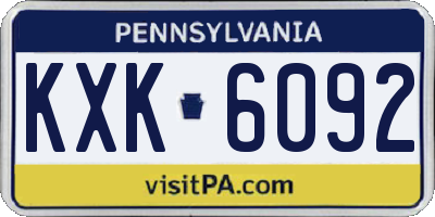 PA license plate KXK6092