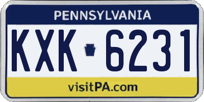 PA license plate KXK6231