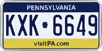 PA license plate KXK6649