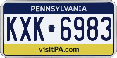 PA license plate KXK6983