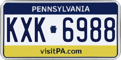 PA license plate KXK6988