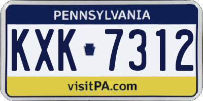 PA license plate KXK7312