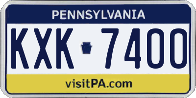 PA license plate KXK7400