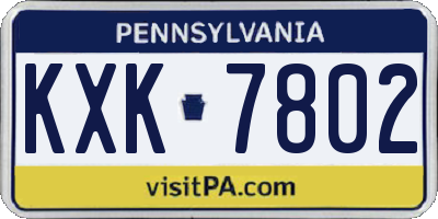 PA license plate KXK7802