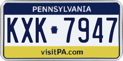 PA license plate KXK7947