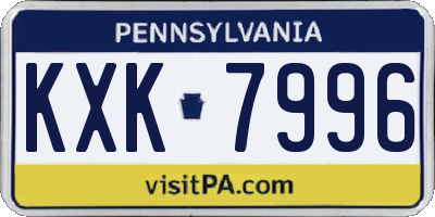 PA license plate KXK7996