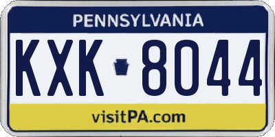 PA license plate KXK8044