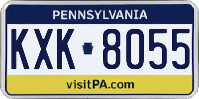 PA license plate KXK8055