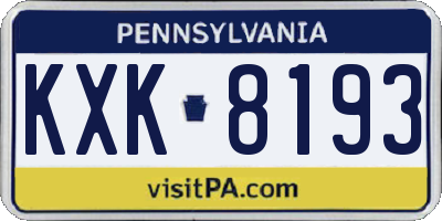 PA license plate KXK8193