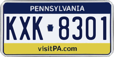PA license plate KXK8301