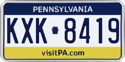 PA license plate KXK8419