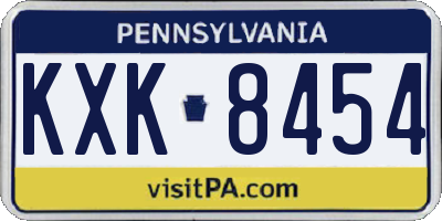 PA license plate KXK8454
