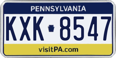 PA license plate KXK8547